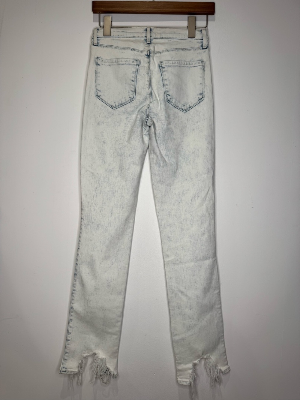 L’AGENCE High Waist Slim Harmon Jeans Electra Acid Wash Distressed Raw Hem 25 - Picture 6 of 14